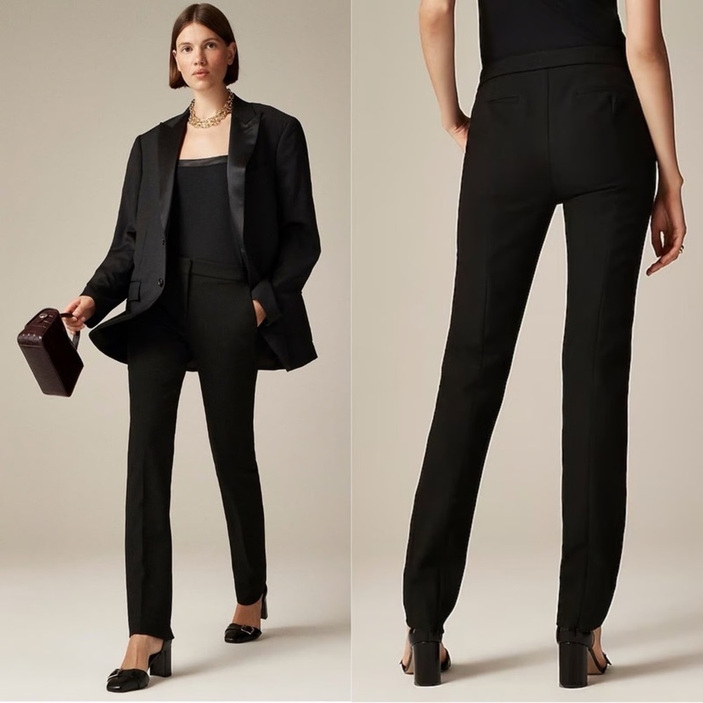 J. Crew Carreman Going Out slim Pant 8 Tall Black designed in France